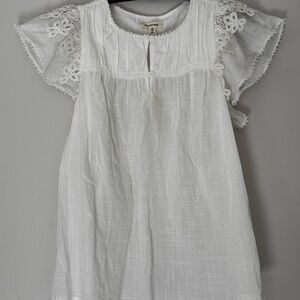 Max Studio White Babydoll Top with Flutter Cap Sleeves NWT